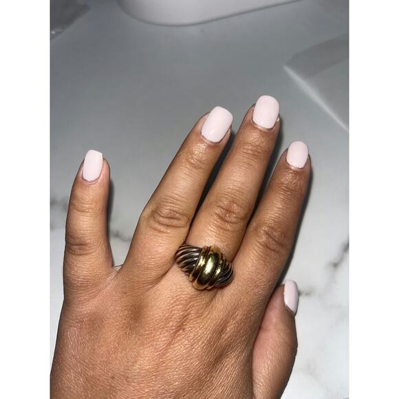 David Yurman Cable Dome Ring - Sterling Silver & 14K Gold - Good Condition - Picture 2 of 3